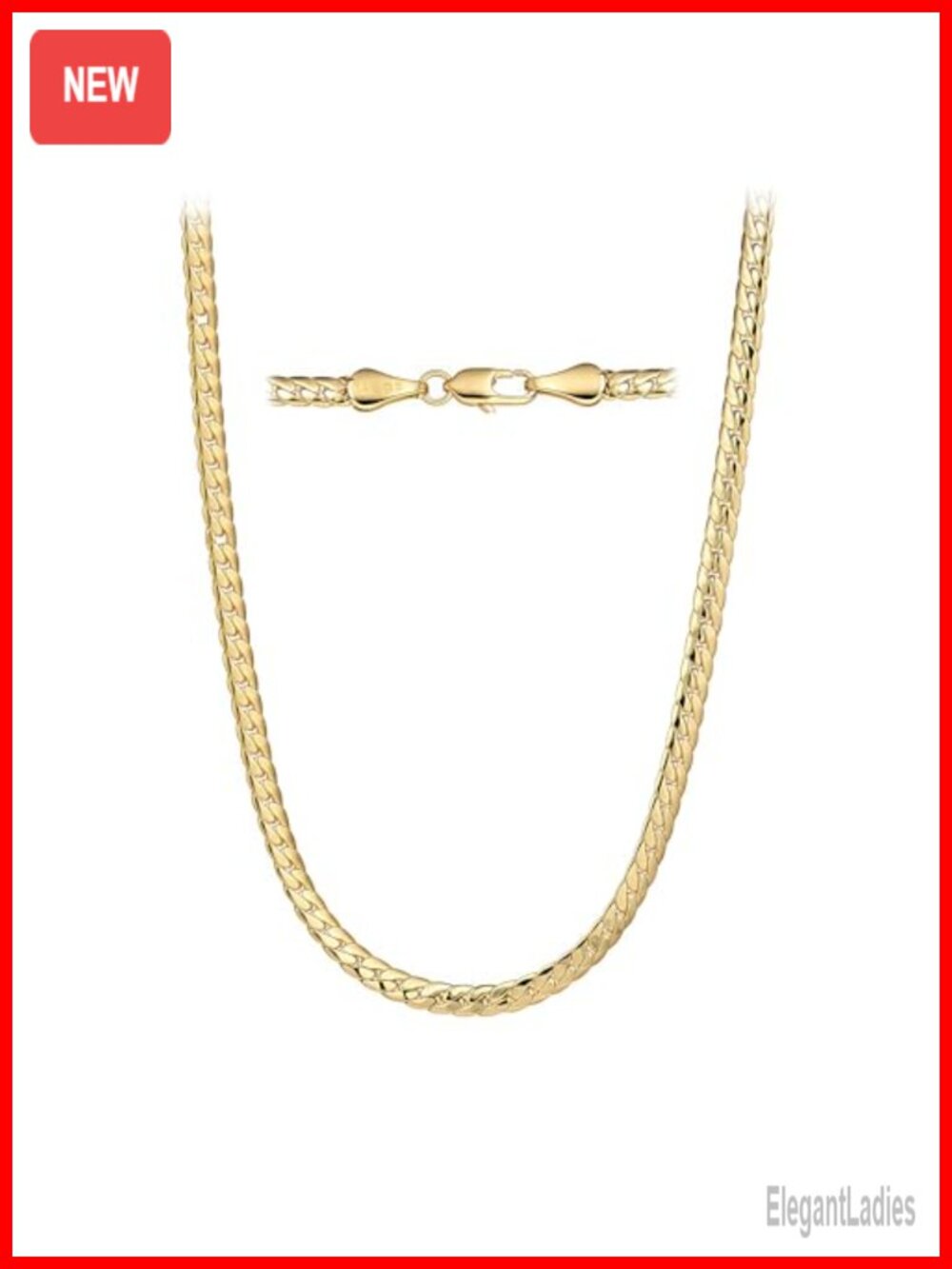 14K Gold Filled Flat Snake Chain Necklace 3.2mm Unisex Layering
